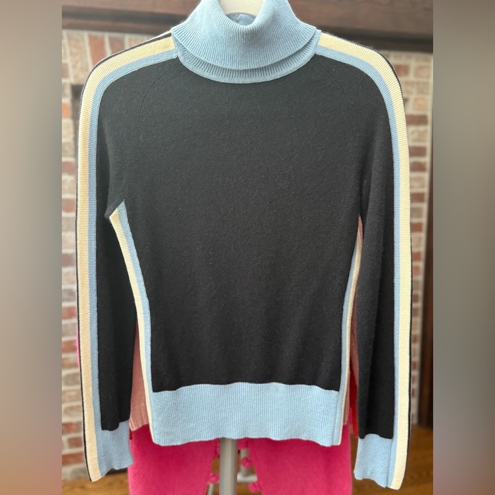 Colorblock Cashmere Turtleneck Sweater
